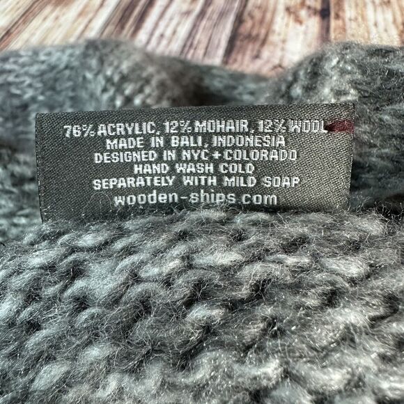 Wooden Ships Sz X Small Grey Mohair Wool Blend Cardigan Sweater Knit Top Pockets - Picture 8 of 8